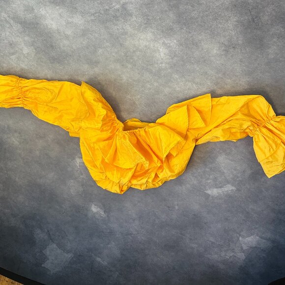 M/L Yellow Crop Top with Ruffles Bell Sleeves from House of Polly - Picture 4 of 4